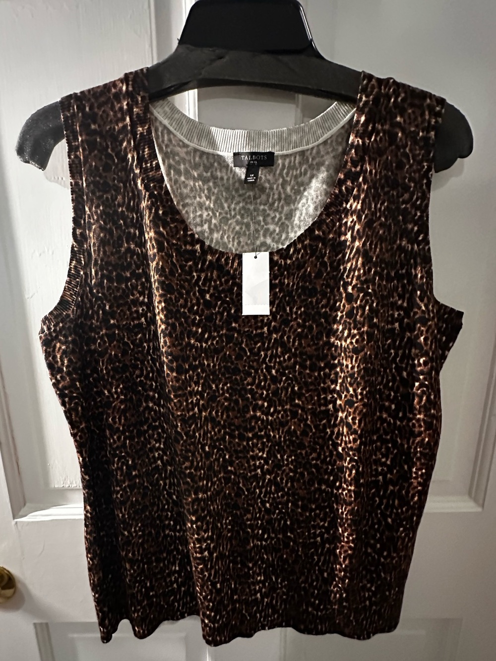 Talbots Sleeveless Leopard Print Tank - Brown Black